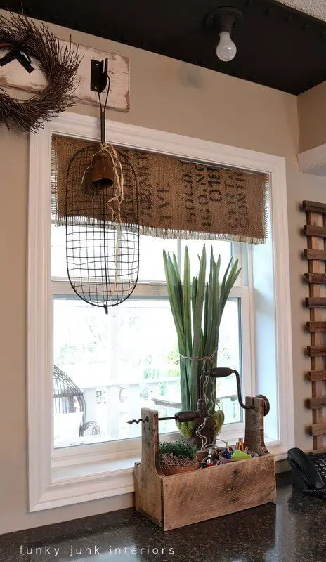 #11. Burlap Coffee Bean Sack Window Shades