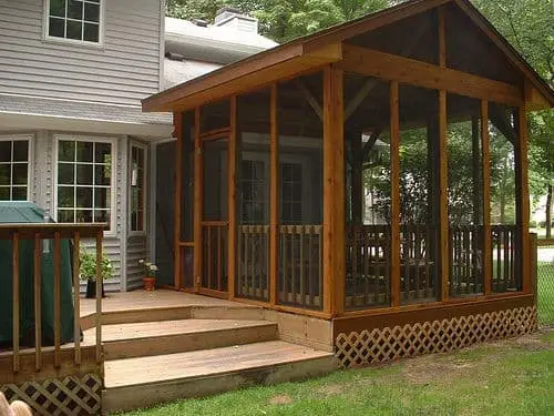 Wood screened in porch