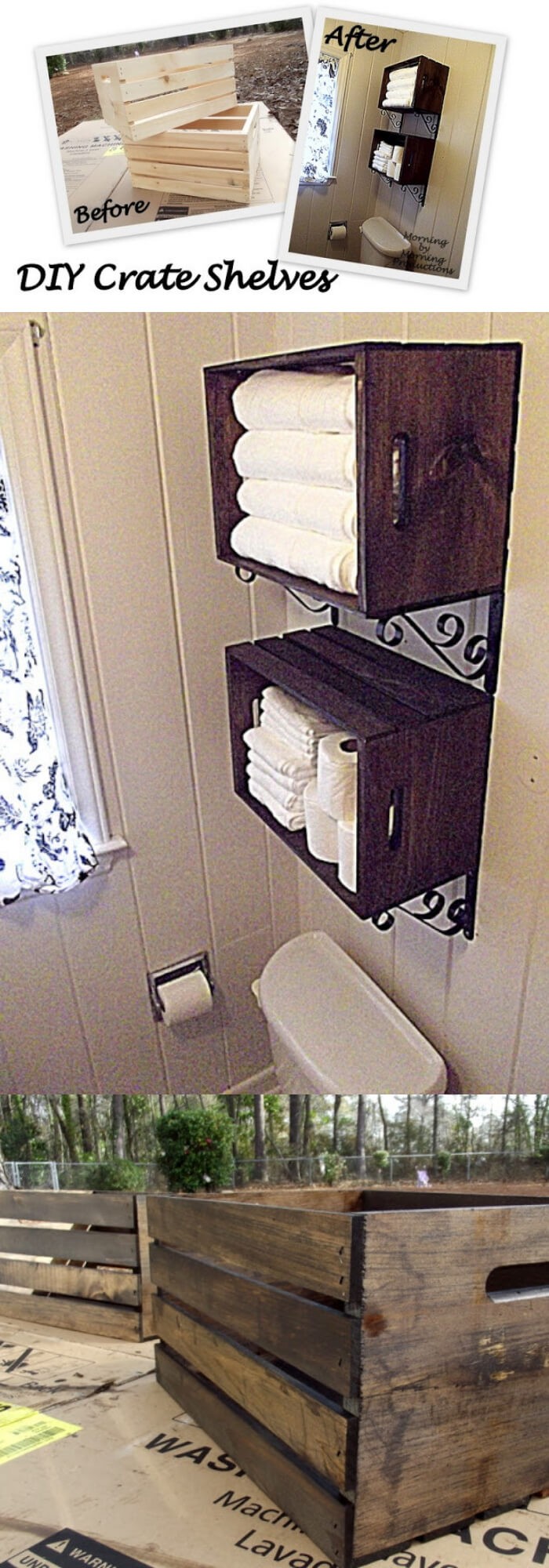 DIY Crate Bathroom Shelf