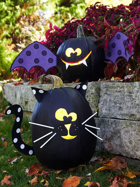 Black Cat & Bat Pumpkins