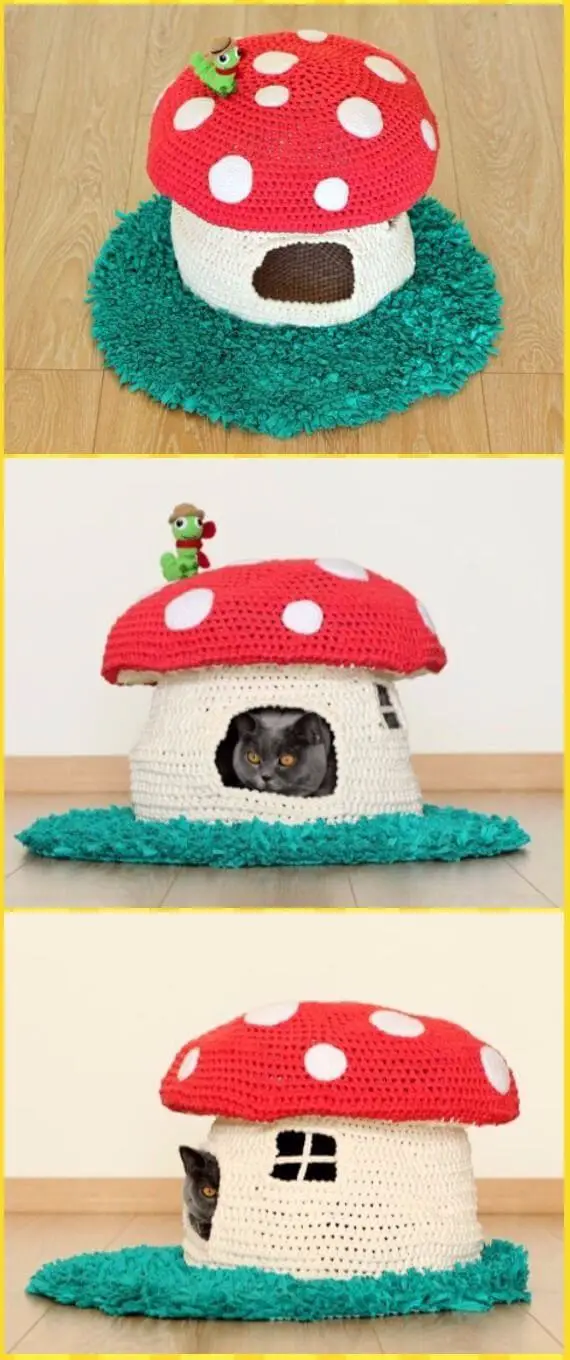 Crochet Toadstool Cat Cave Pattern