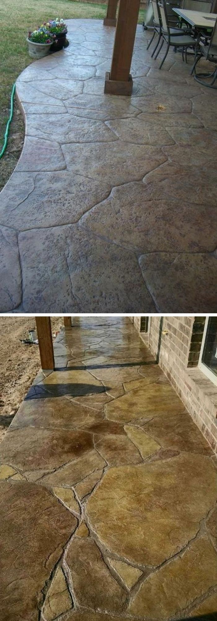 #9. Flagstone stamped concrete patio