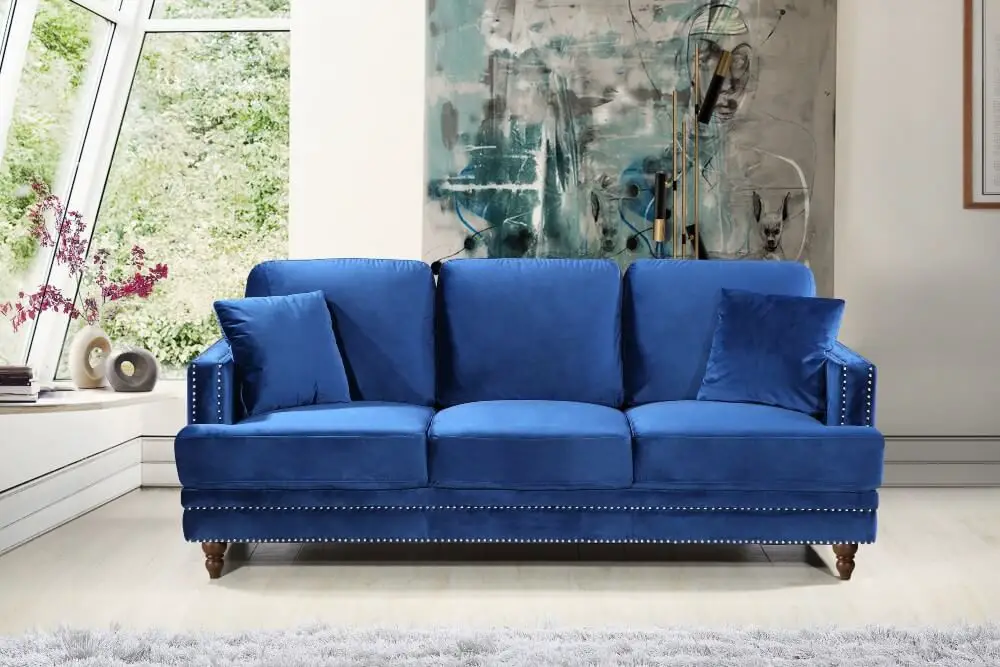 US Pride Velvet Nailhead Sofa