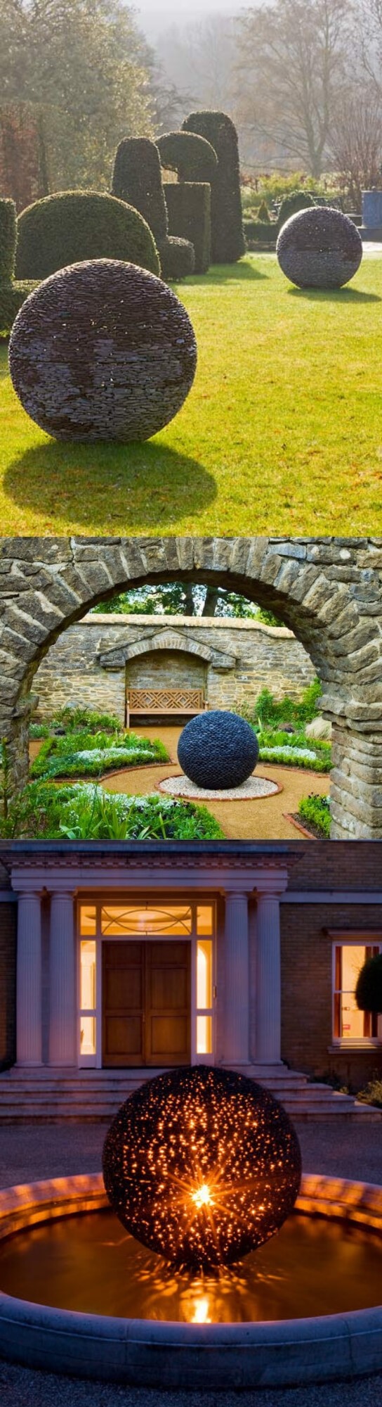 Garden Symmetrical Spheres from River Stones