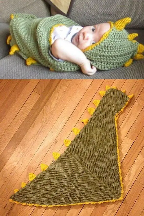 Dino Baby Hooded Blanket