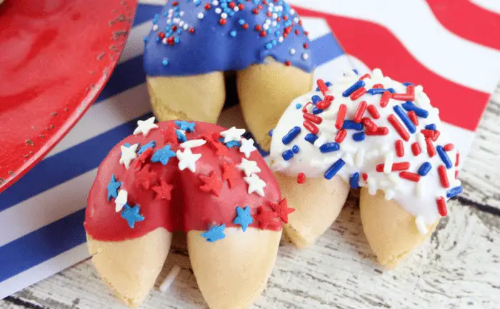 Patriotic Chocolate Covered Fortune Cookies