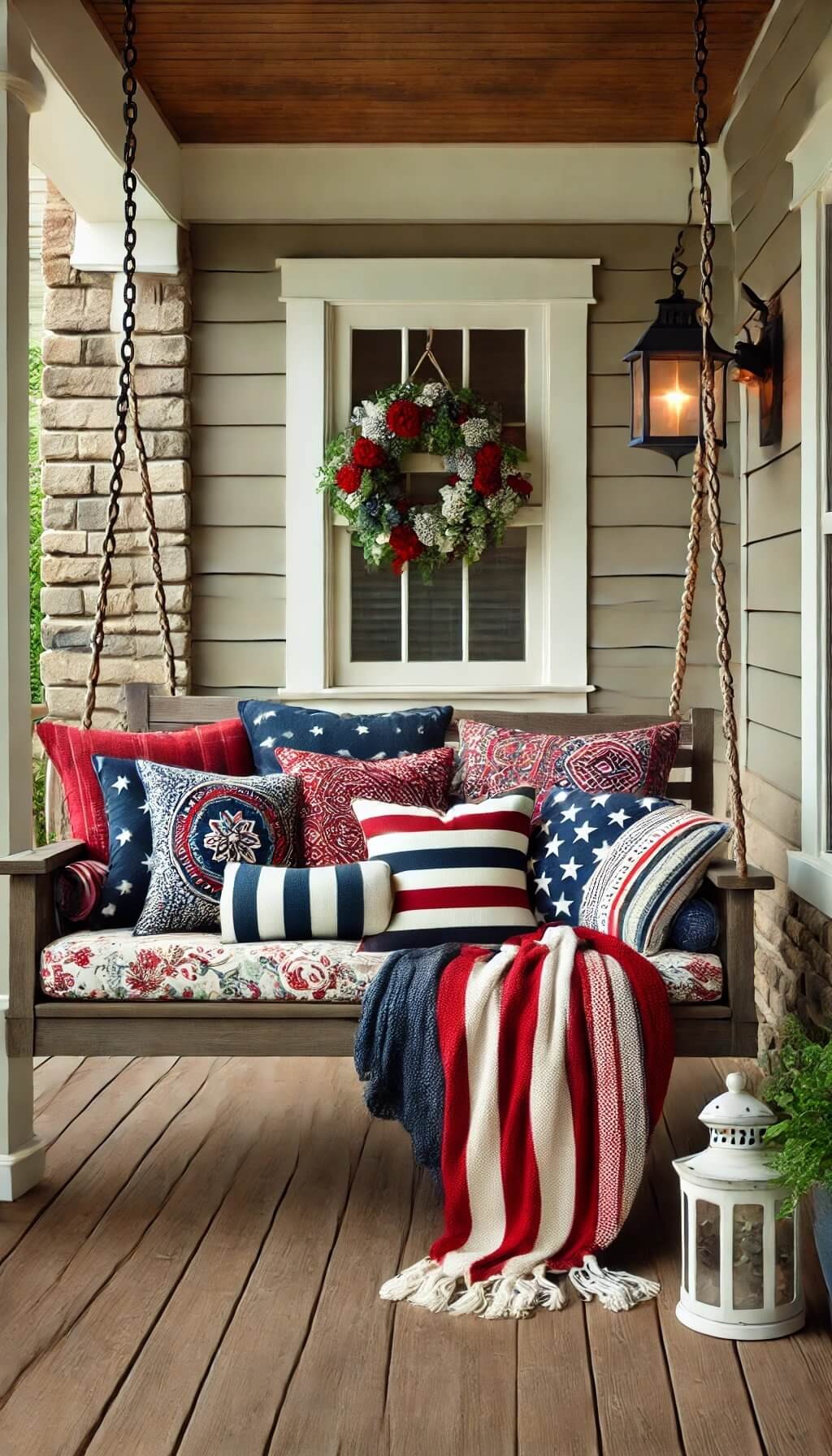 4th of July Porch Swing Decor