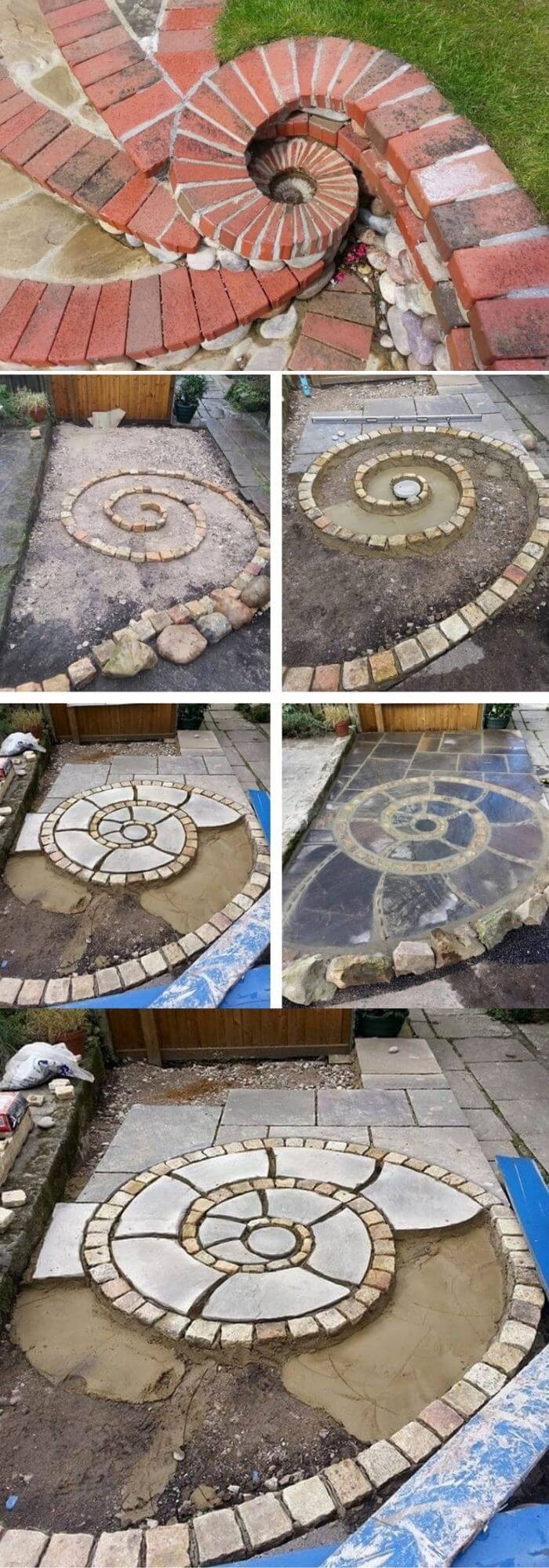 Stone or brick spiral border