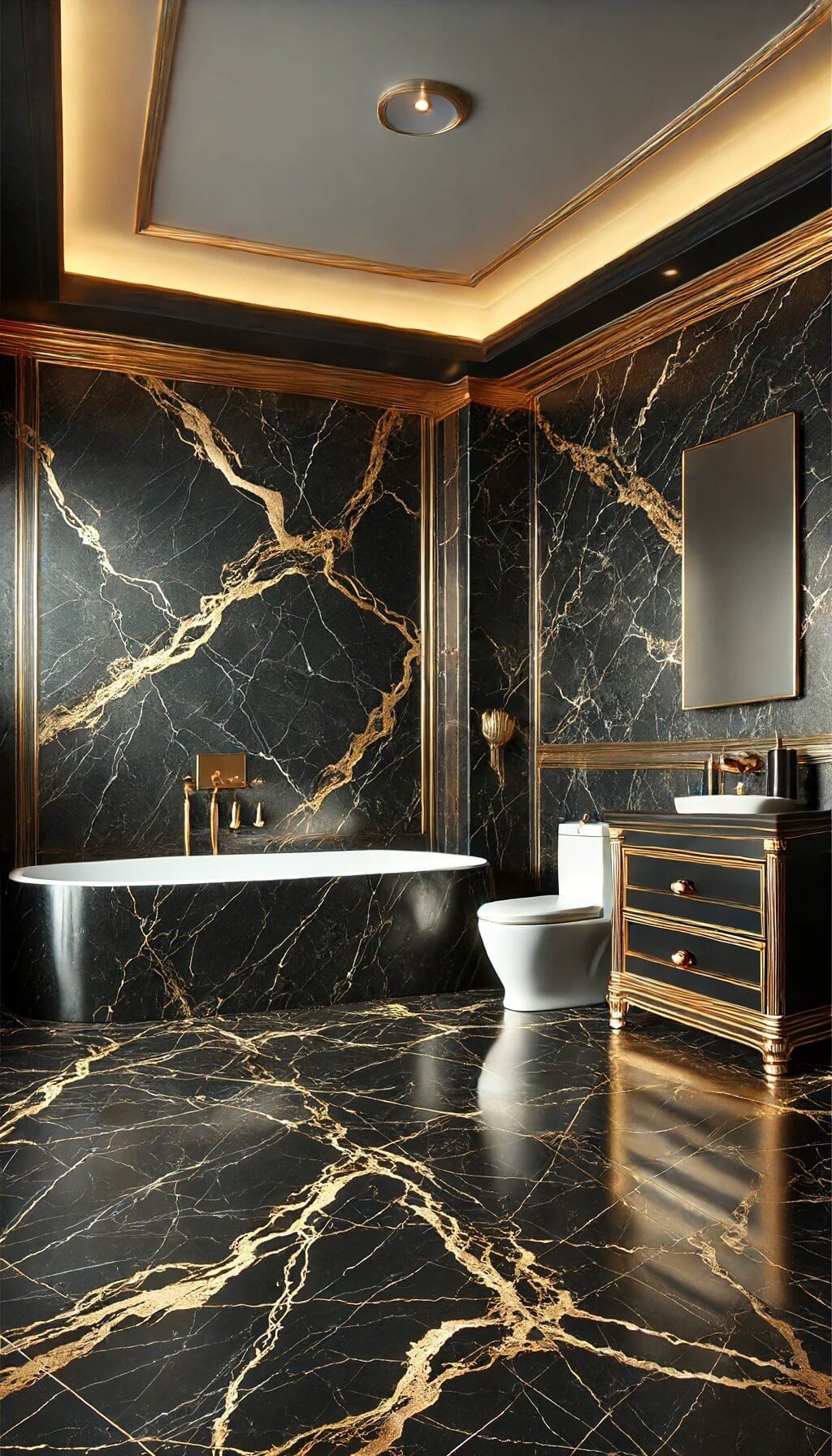 Black Marble with Gold Veining