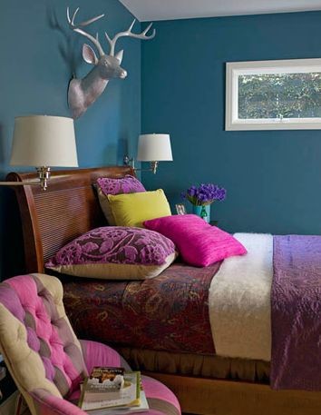 Teal and Magenta bedroom