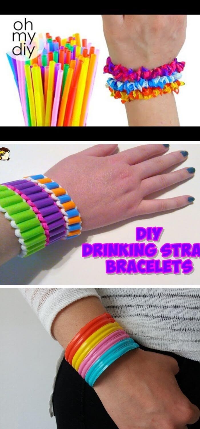 Plastic straw bracelet