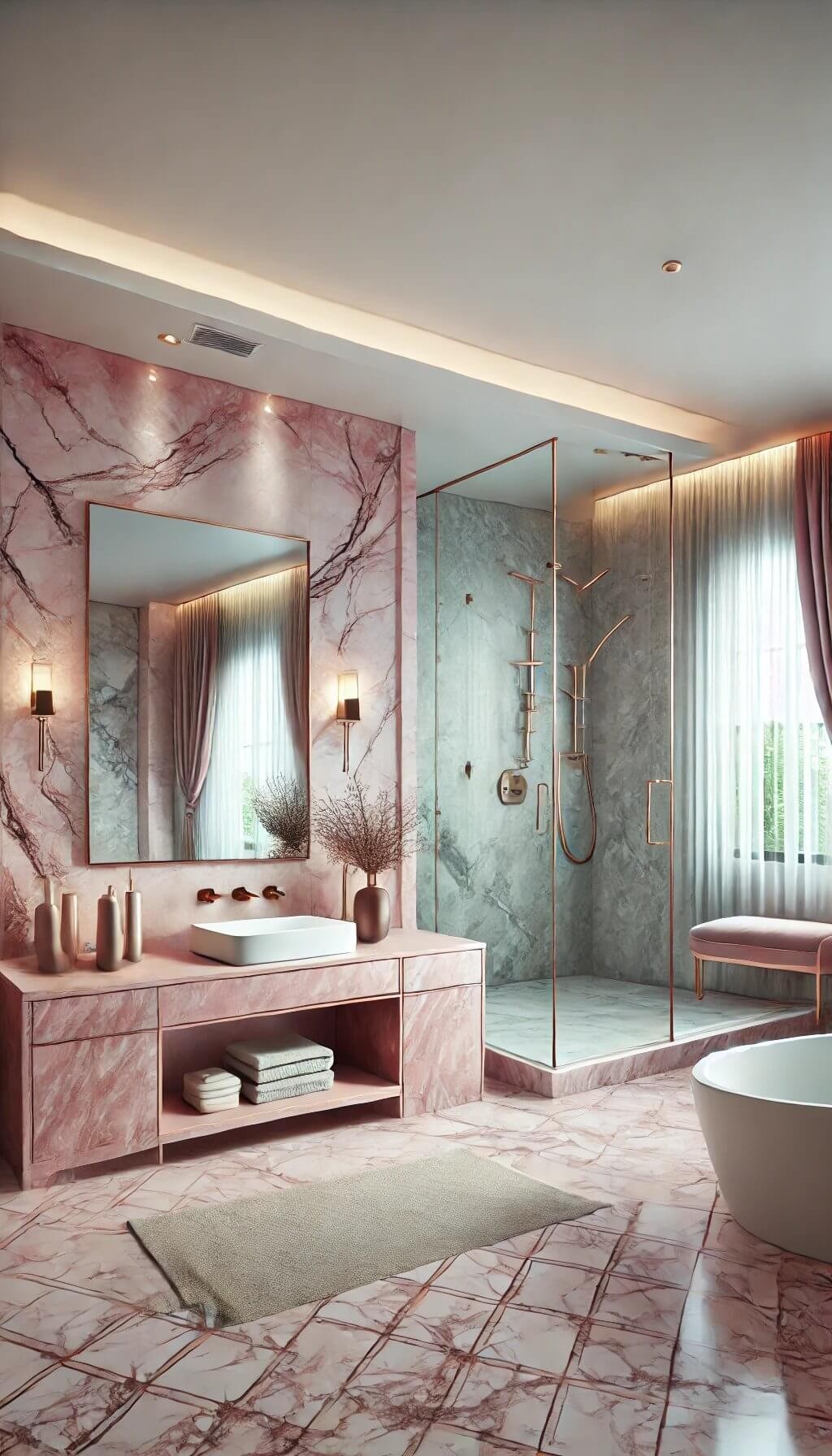 Pink and Grey Marble Effect