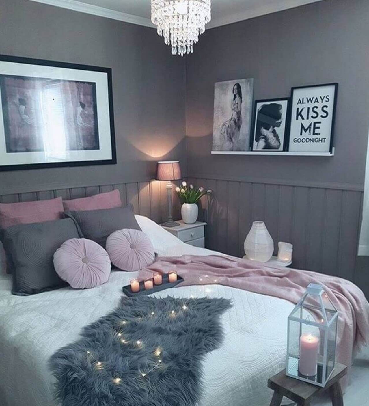 Romantic grey room for girls