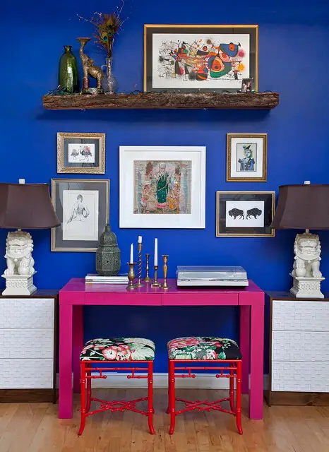 Hot Pink and royal blue.