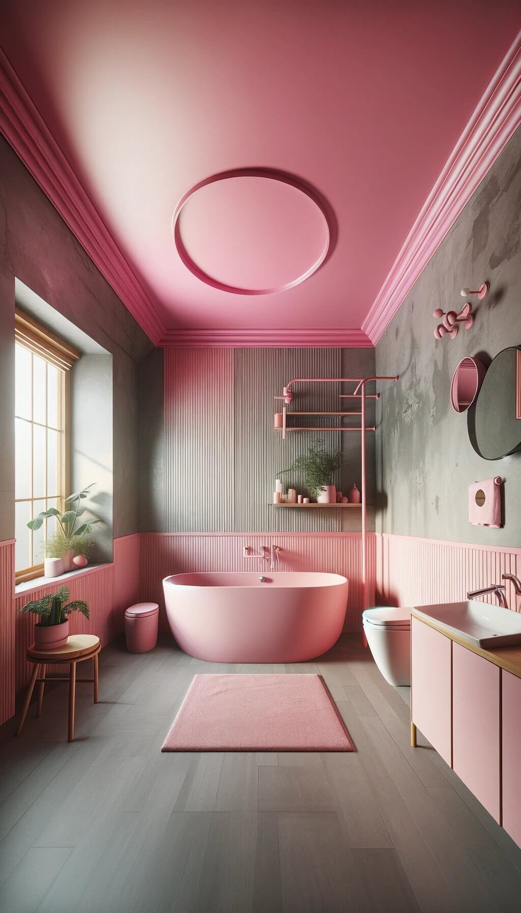 Pink Ceiling with Grey Walls