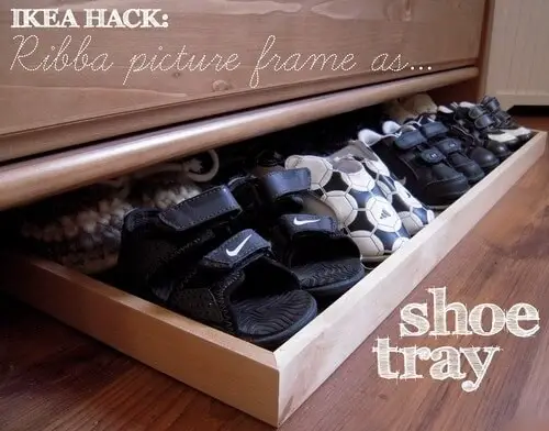 Use an Old Picture Frame to Organize Shoes