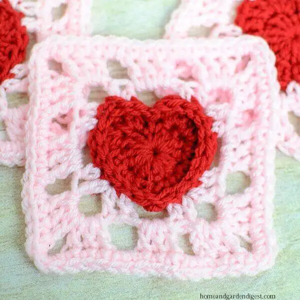 Heart granny square crochet