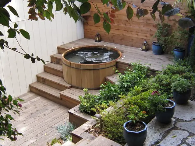 Hot tub made of cedar