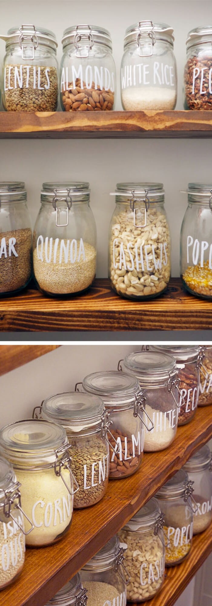 Storage dry goods with mason jars