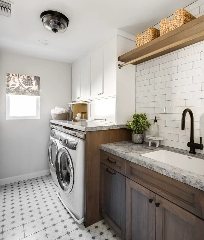 Laundry room sink backsplash ideas.