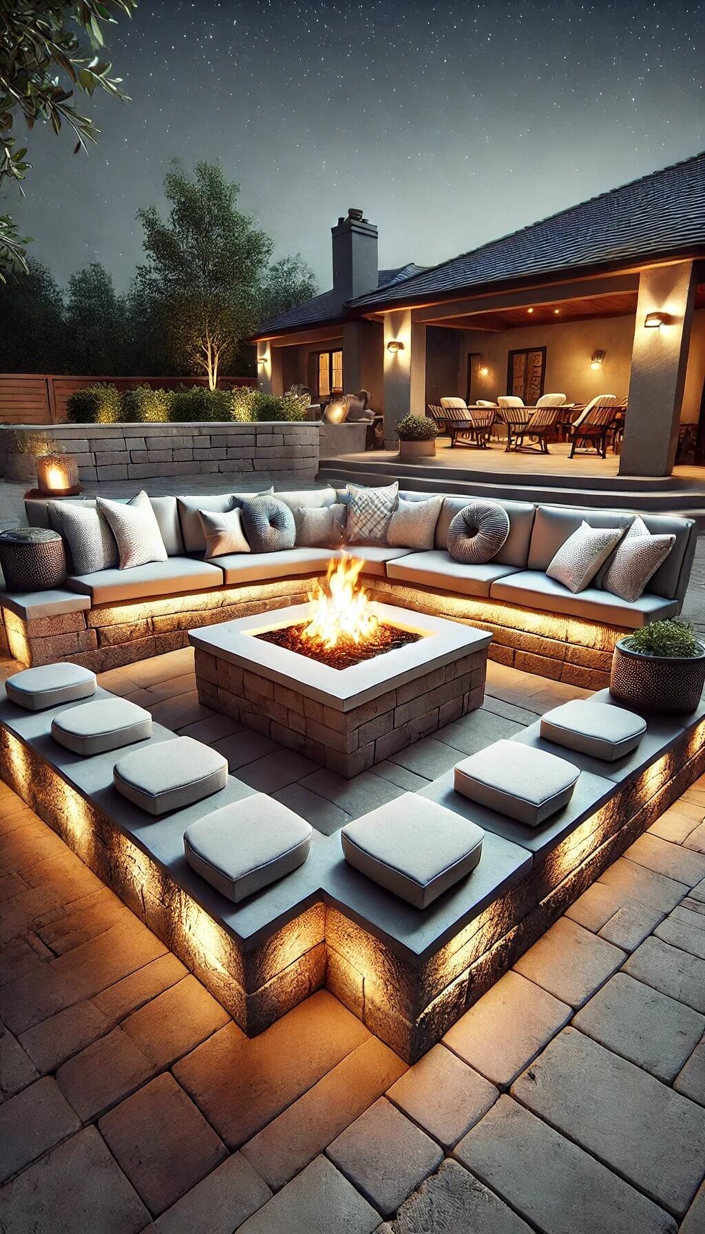 Fire Pit with Seating Wall