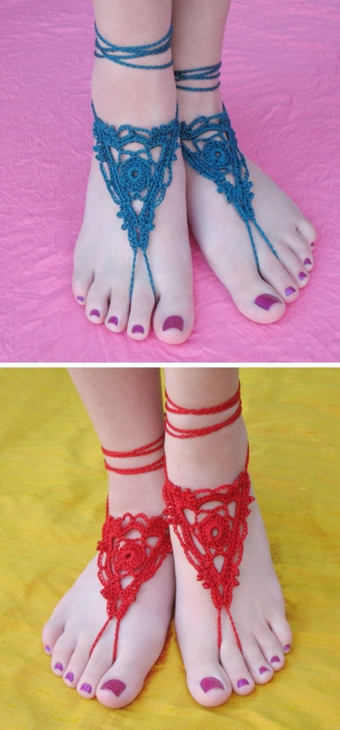 Crochet goddess barefoot sandals