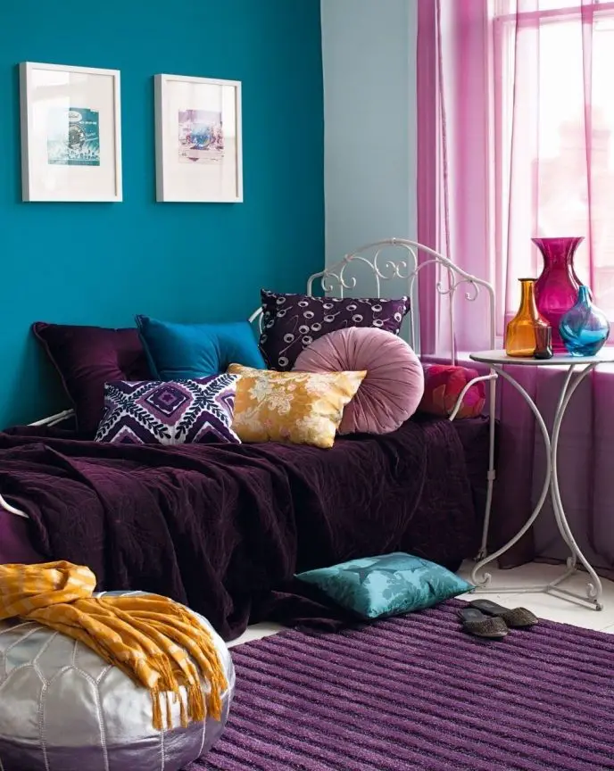 Teal and Purple Bedroom