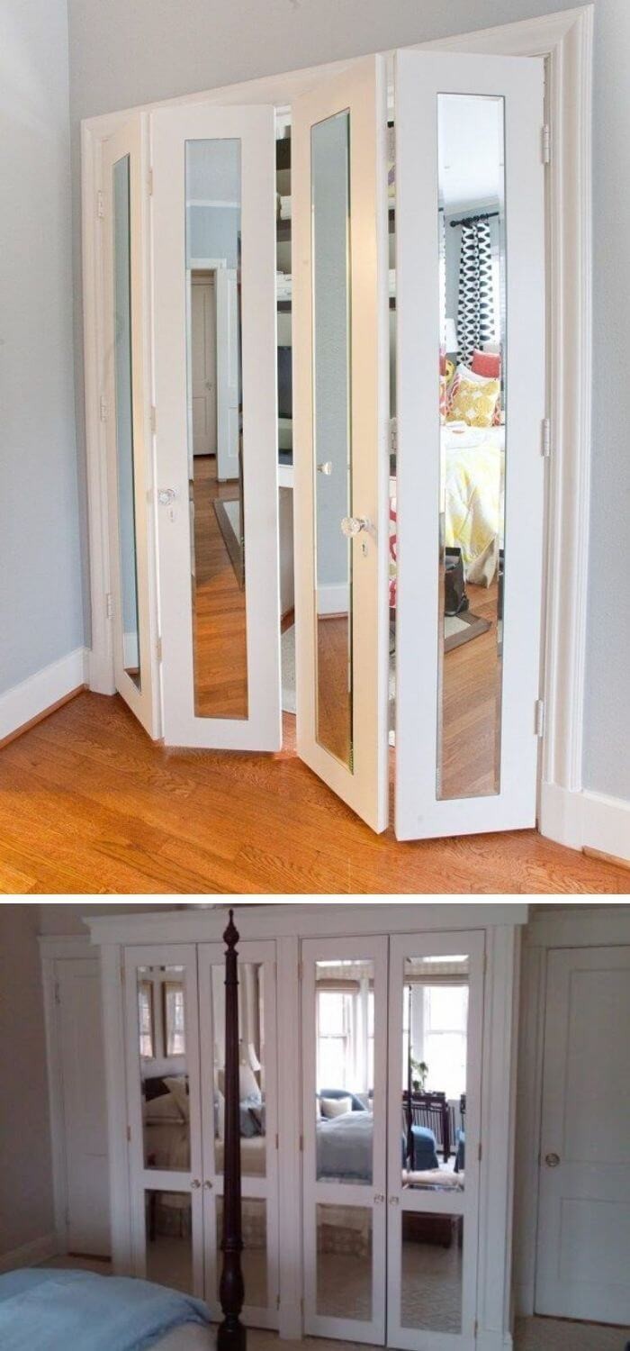 Customize closet doors with hang mirrors