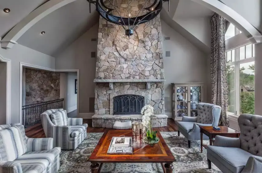 Rustic gray couch living room