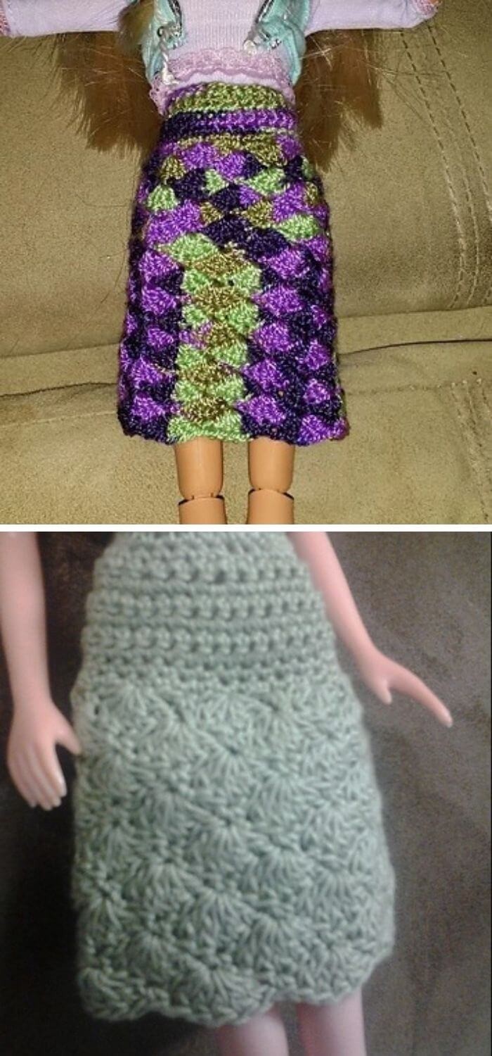 Crochet Barbie doll skirt