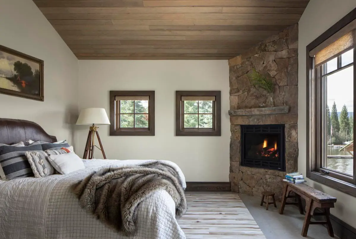 Corner bedroom fireplace ideas.