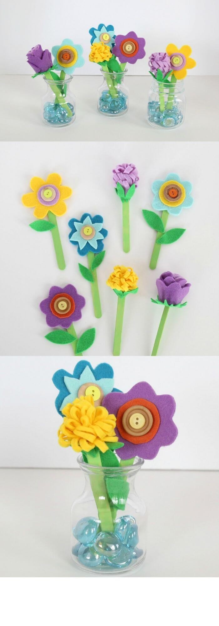 Felt and button flowers