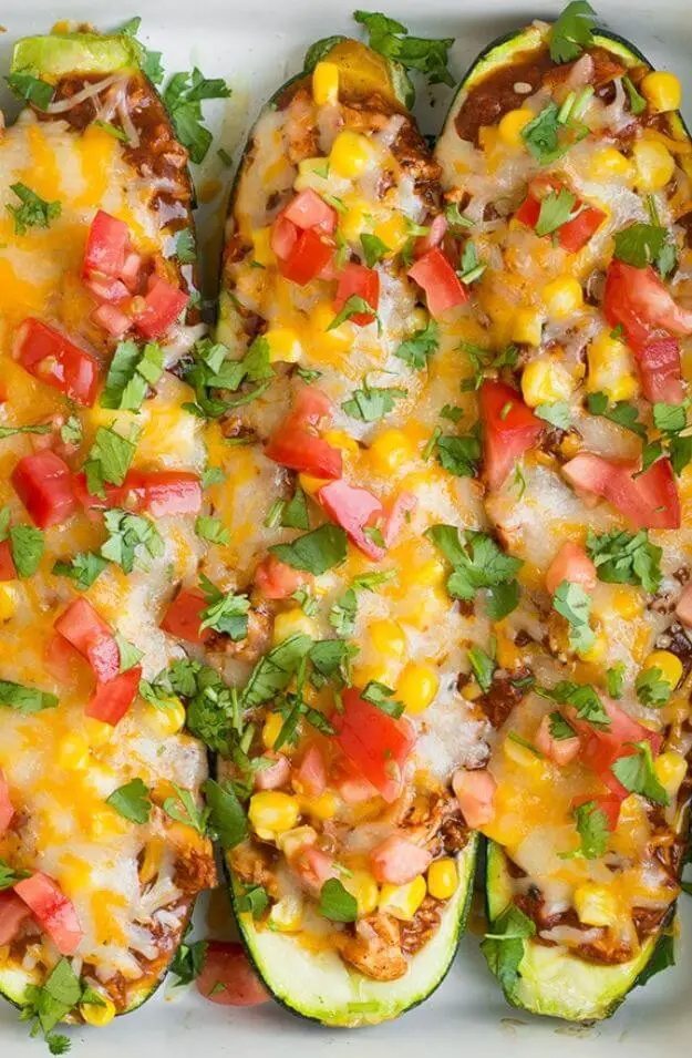 Chicken Enchilada Zucchini Boats