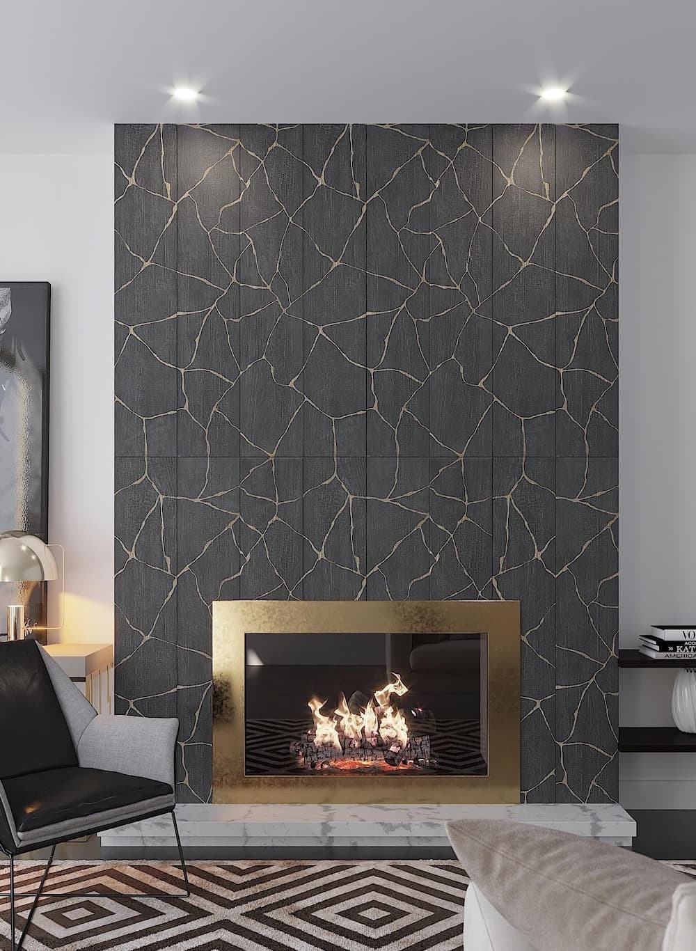 Black fireplace tile ideas