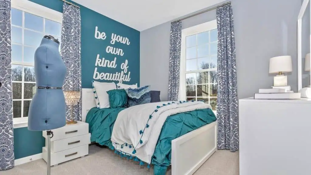 Teal and Gray bedroom