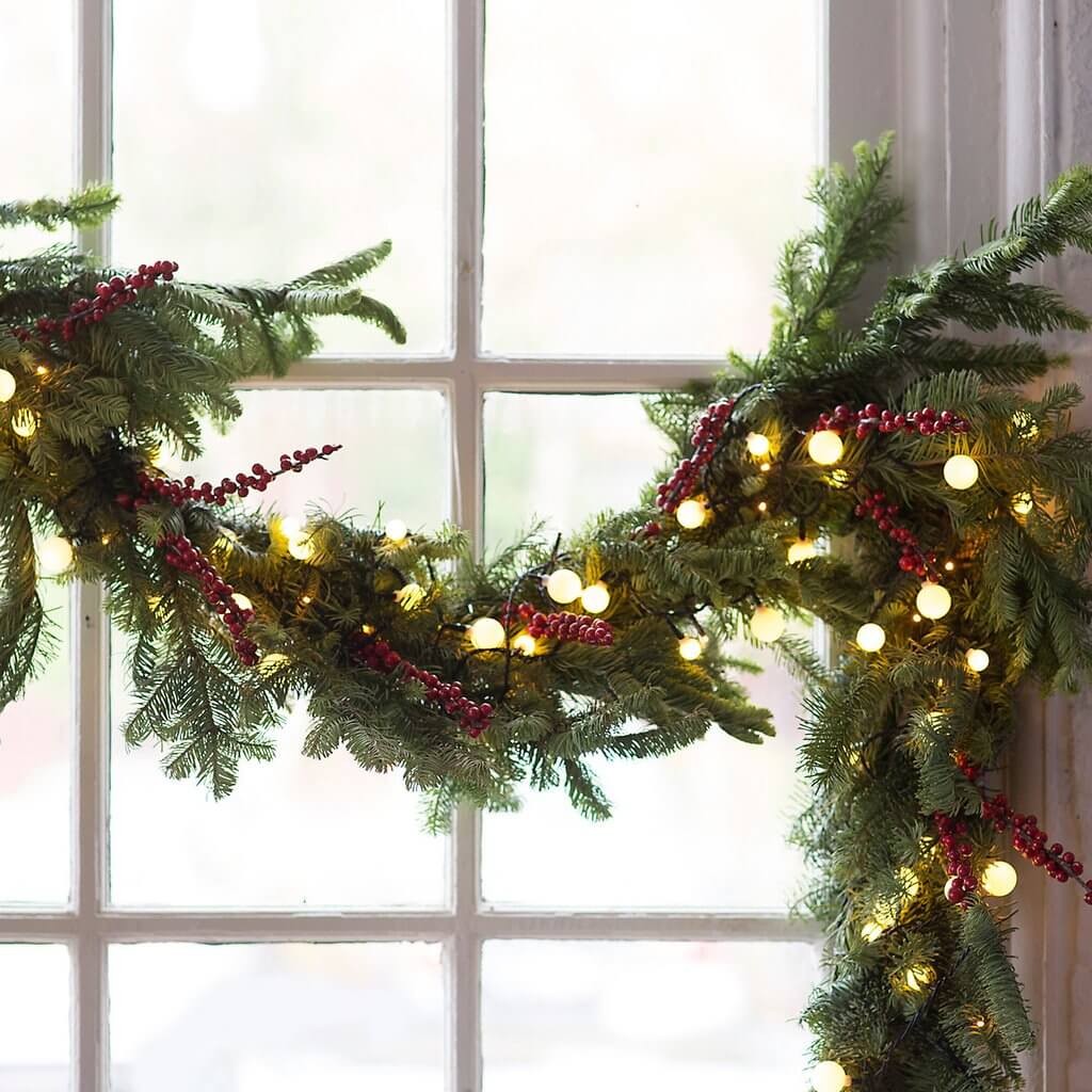 A garland with globe lights