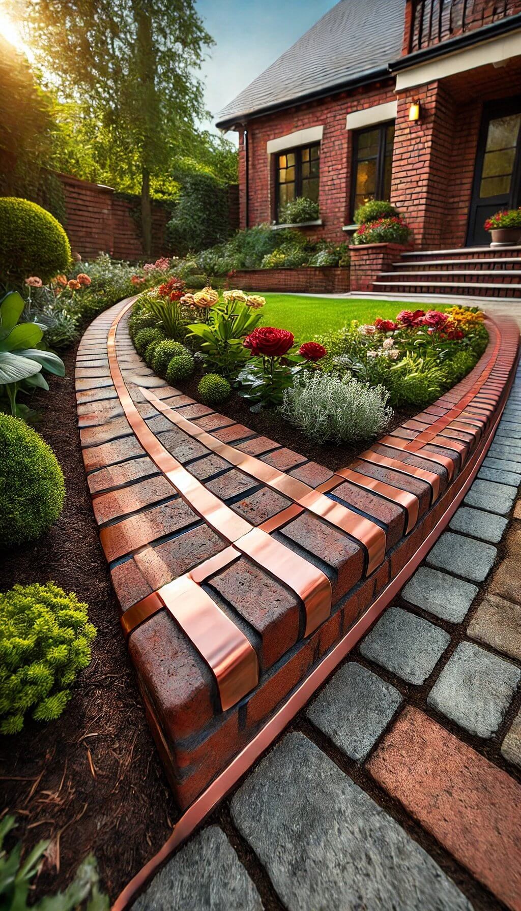 Brick Edging with Metal Accents