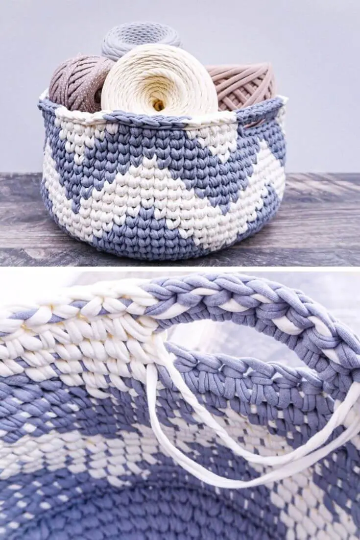 Chevron crochet basket