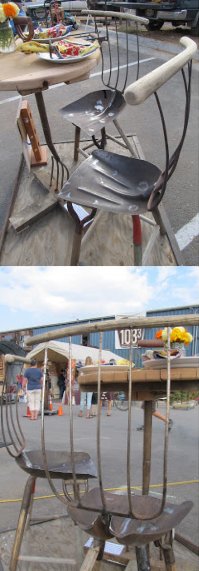 Repurposed Garden Tool Table and Chairs