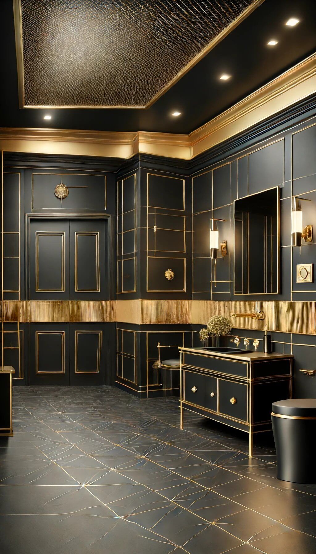 Classic Black and Gold Tile Design