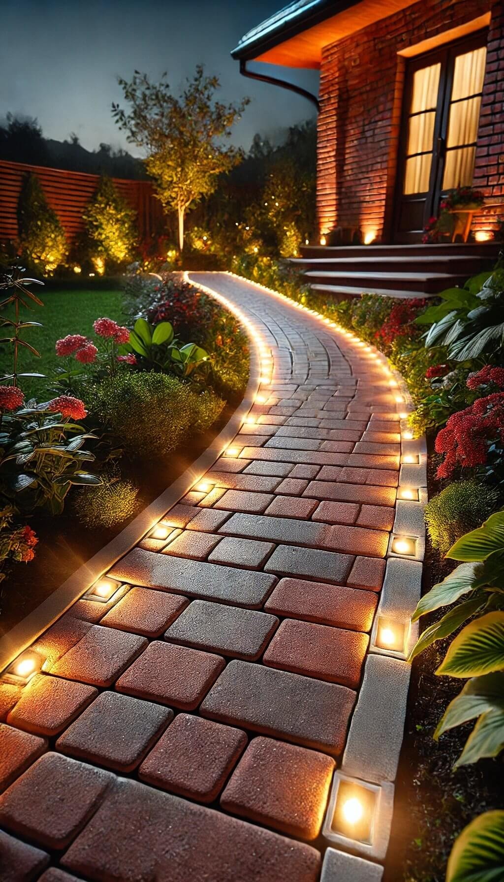 Brick Edging with Lighting