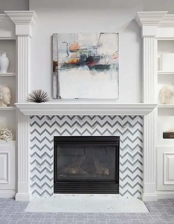 Transitional fireplace tile