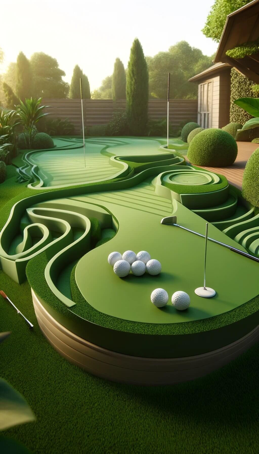 Backyard Putting Green with Water Features