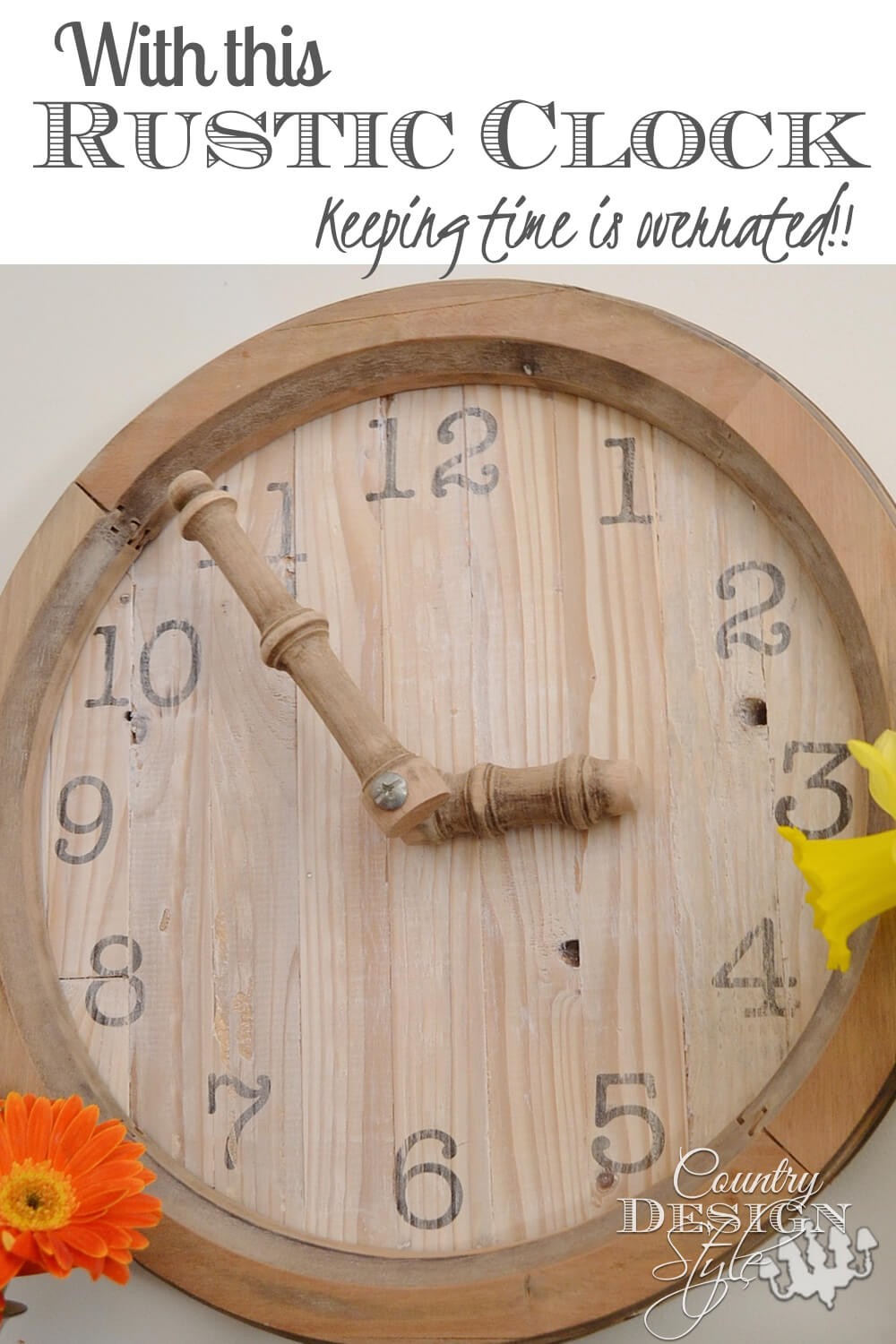 #23. Rustic clock using spindles for the hour and the minute