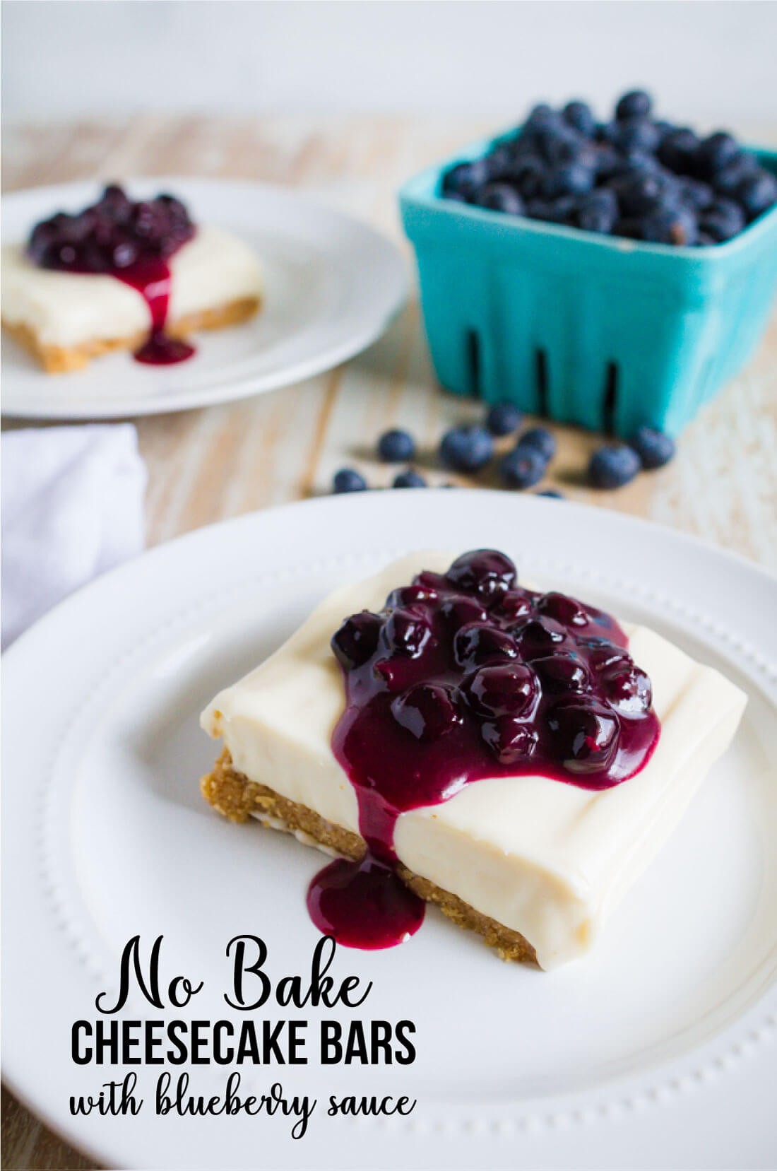 No Bake Cheesecake Bars with Fresh Blueberry Sauce