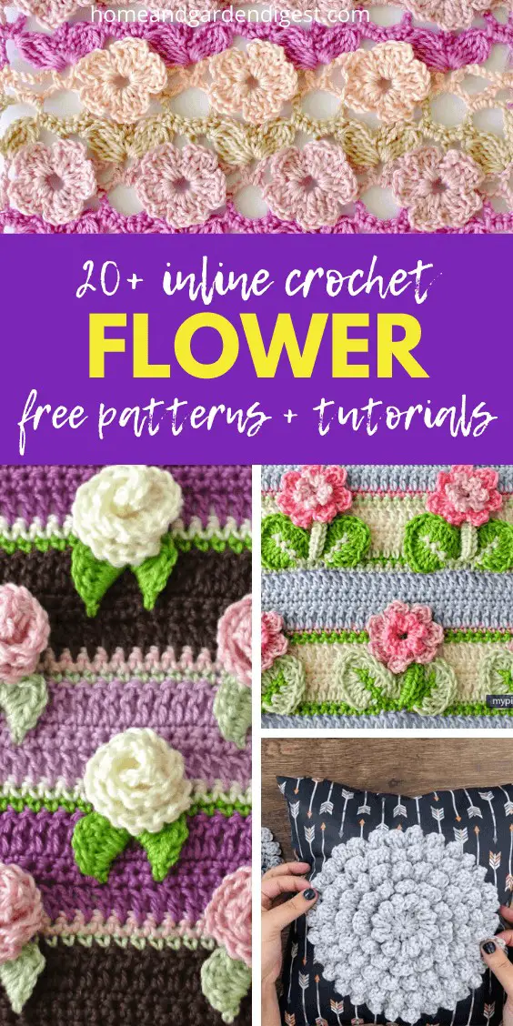 20+ Best Inline Crochet Flower Stitch Free Patterns