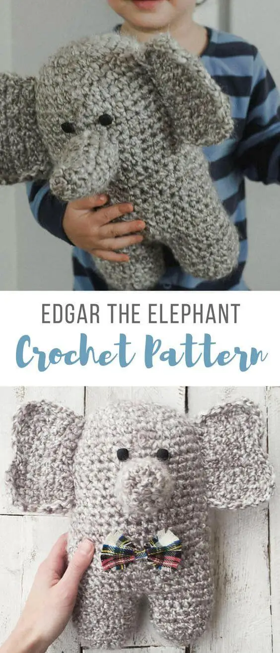 PDF Crochet Pattern for Edgar the Elephant – Amigurumi Elephant Toy