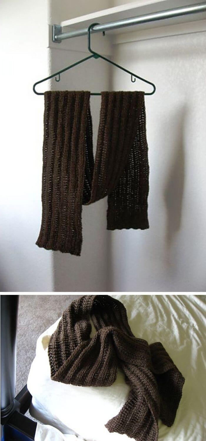 Tunisia ribbed scarf