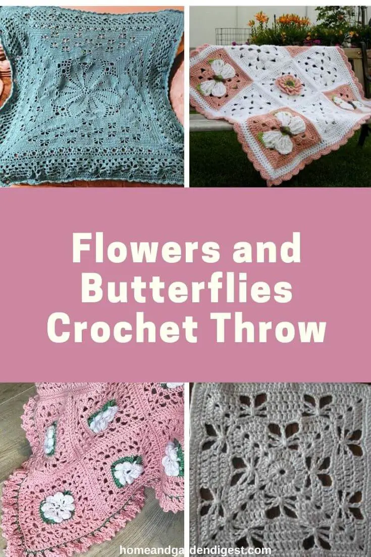 Flowers and Butterflies Crochet Throw