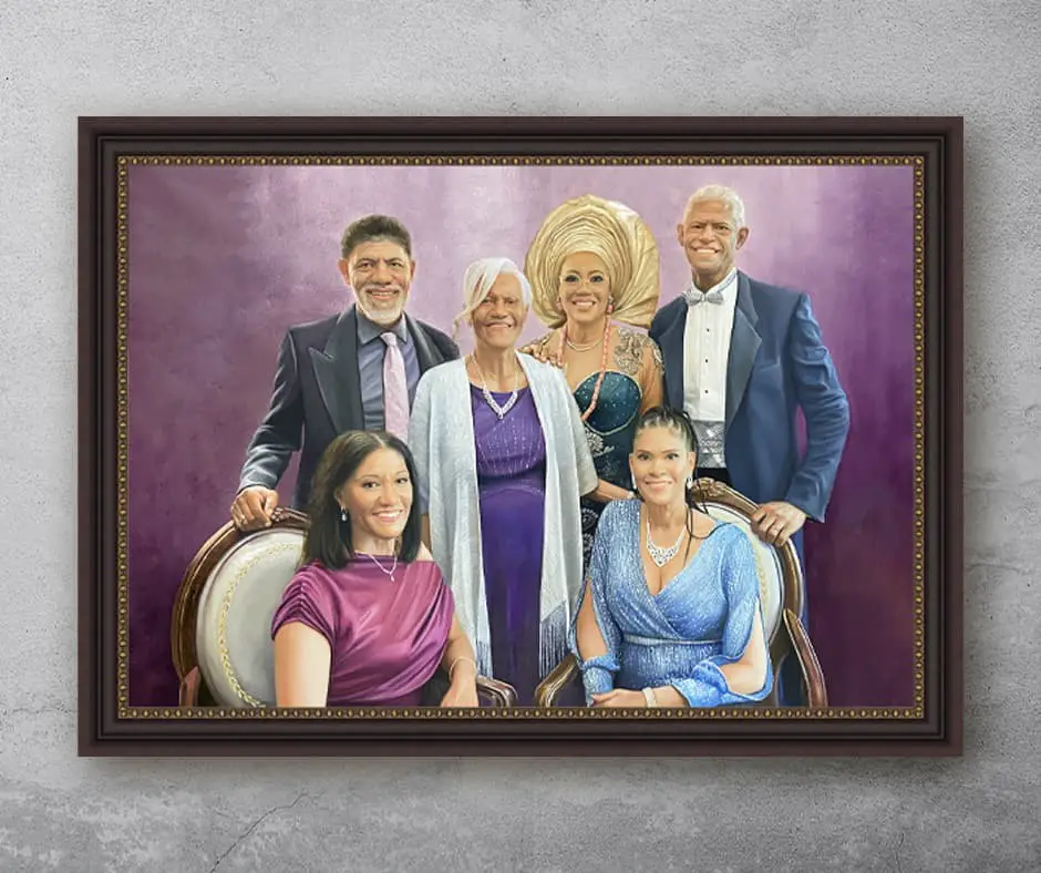 Hand Painted Portrait of Family on Canvas